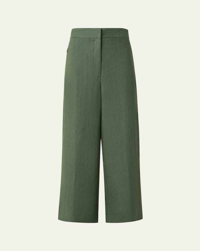 Filip Washed Raw Linen Straight-Leg Crop Pants